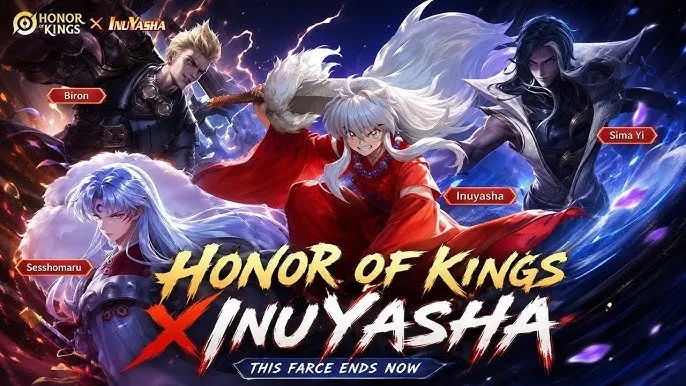 Kolaborasi Honor of Kings dan anime Inuyasha menghadirkan skin eksklusif Biron sebagai Inuyasha serta Sima Yi sebagai Sesshomaru mulai 27 Juni 2026.