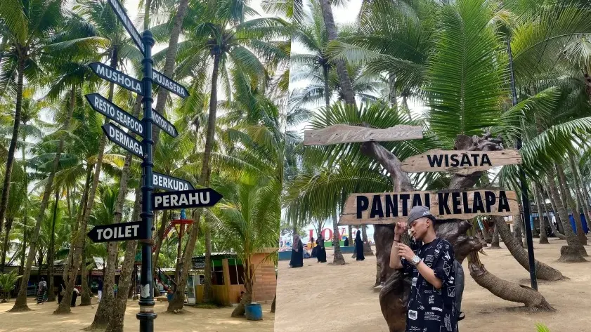 Ribuan pohon kelapa yang menjulang tinggi memberikan suasana sejuk di kawasan Pantai Kelapa Tuban.